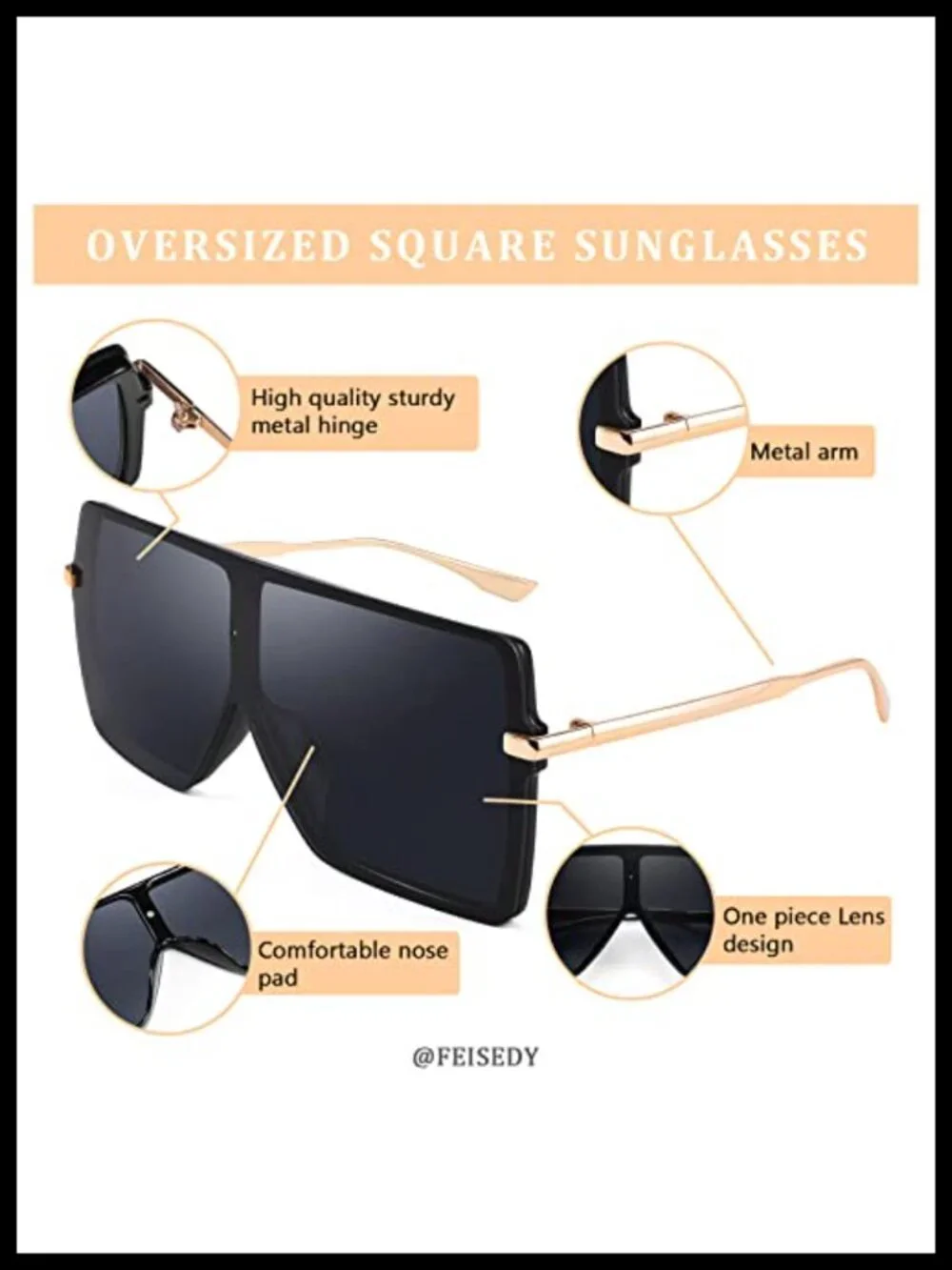 Oversized Flat Top Shield Sunglasses Women Men Square Rimless UV400